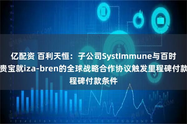 亿配资 百利天恒：子公司SystImmune与百时美施贵宝就iza-bren的全球战略合作协议触发里程碑付款条件