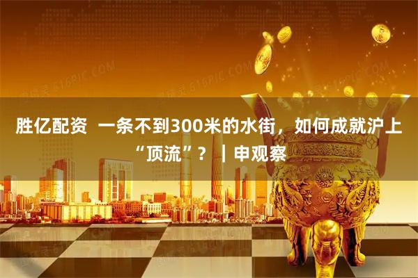 胜亿配资  一条不到300米的水街，如何成就沪上“顶流”？｜申观察