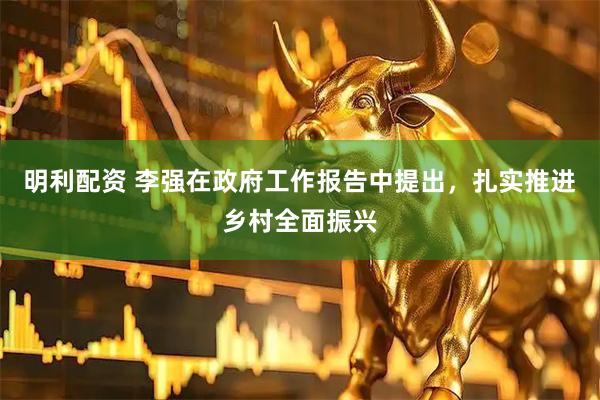 明利配资 李强在政府工作报告中提出，扎实推进乡村全面振兴